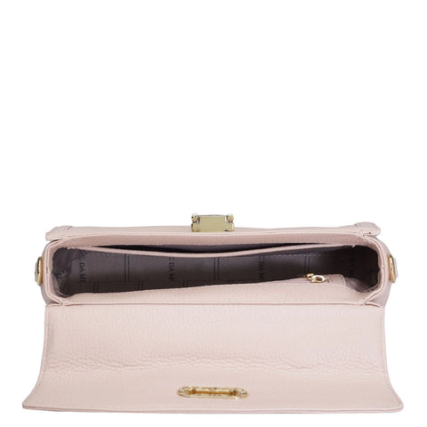 Small Wax Leather Satchel - Baby Pink