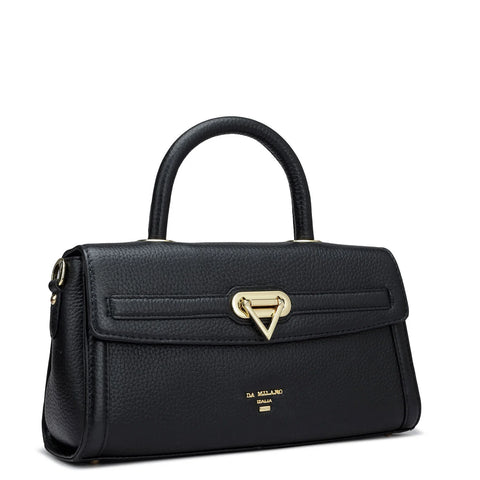 Small Wax Leather Satchel - Black