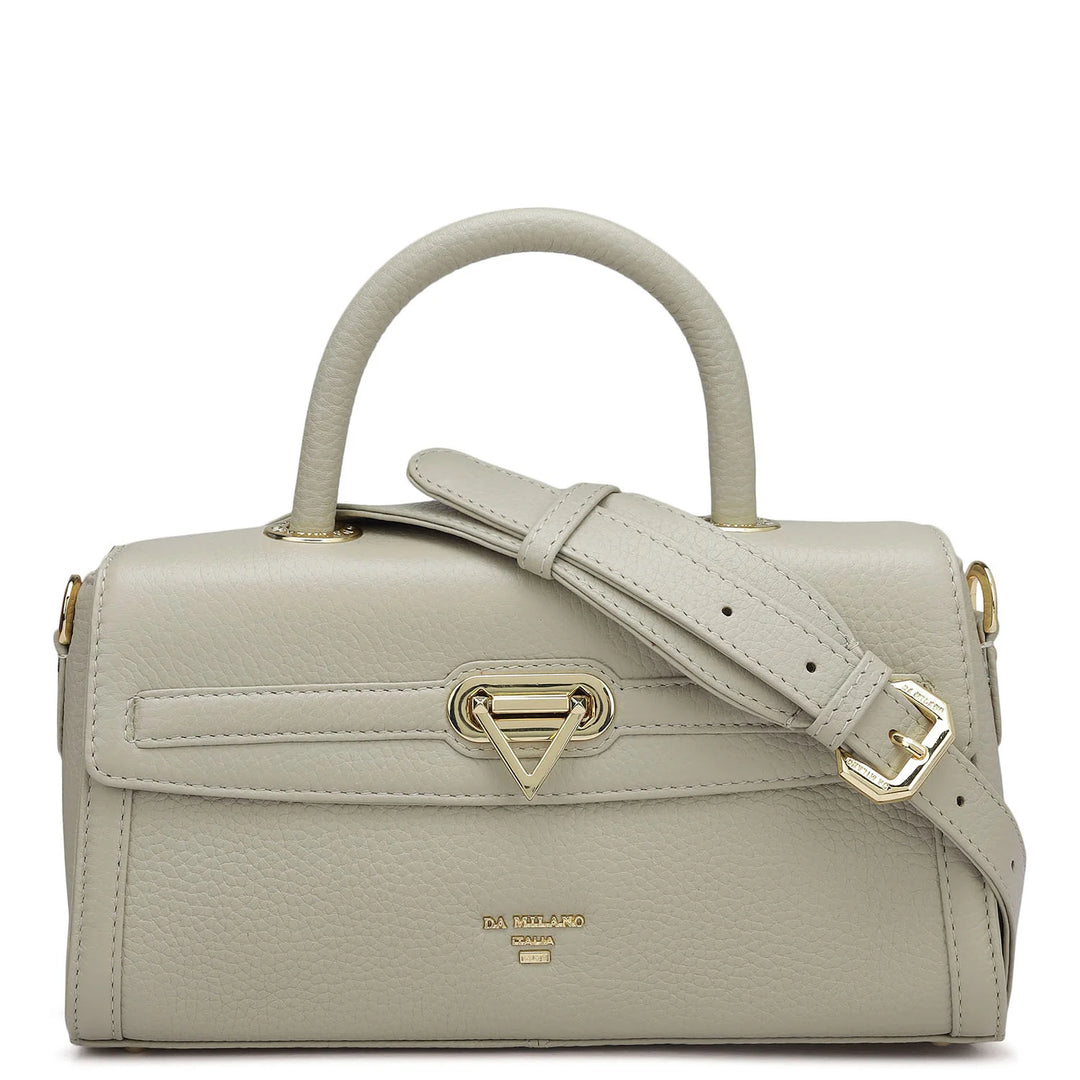 Small Wax Leather Satchel - Khaki