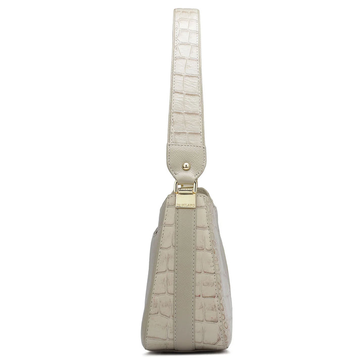 Small Croco Franzy Leather Baguette - Frost