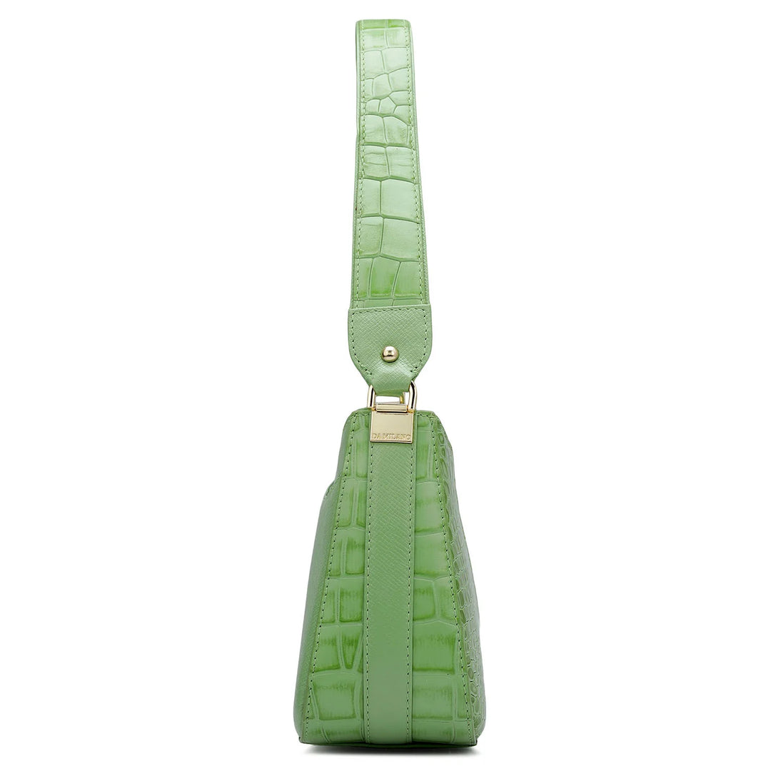 Small Croco Franzy Leather Baguette - Kiwi