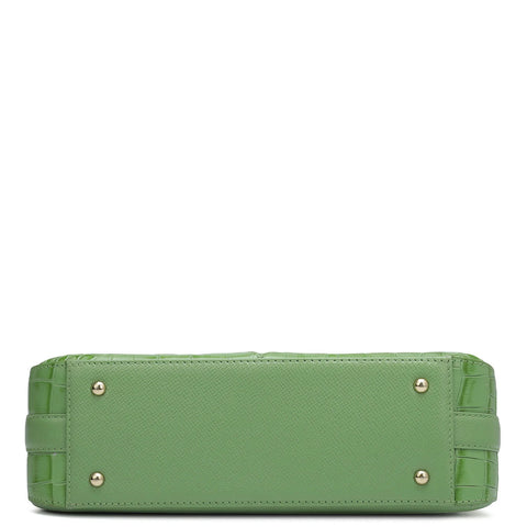 Small Croco Franzy Leather Baguette - Kiwi