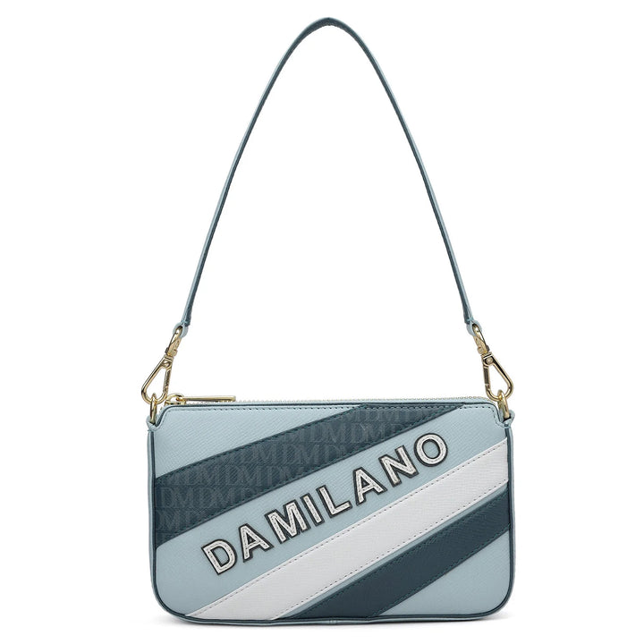 Small Franzy Monogram Leather Baguette - Cloud Blue