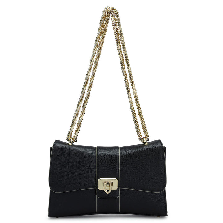 Small Franzy Leather Shoulder Bag - Black