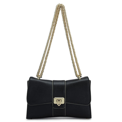 Da Milano Women's Leather Shoulder Bag - Small Franzy - Black
