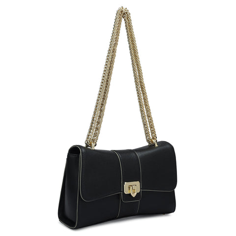 Da Milano Women's Leather Shoulder Bag - Small Franzy - Black