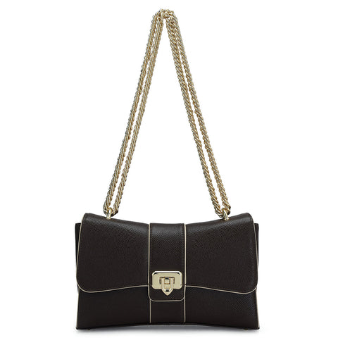 Da Milano Women's Leather Shoulder Bag - Small Franzy - Chocolate