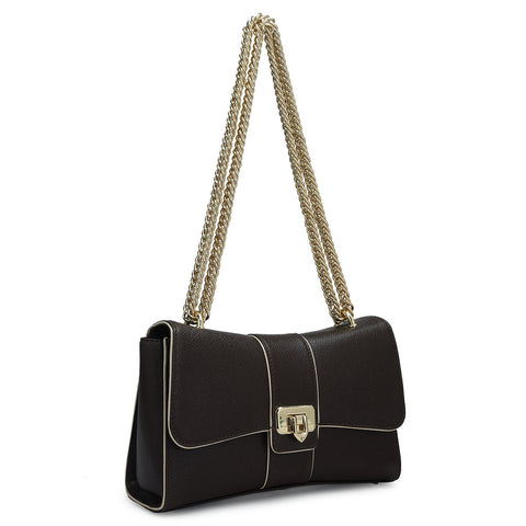 Da Milano Women's Leather Shoulder Bag - Small Franzy - Chocolate