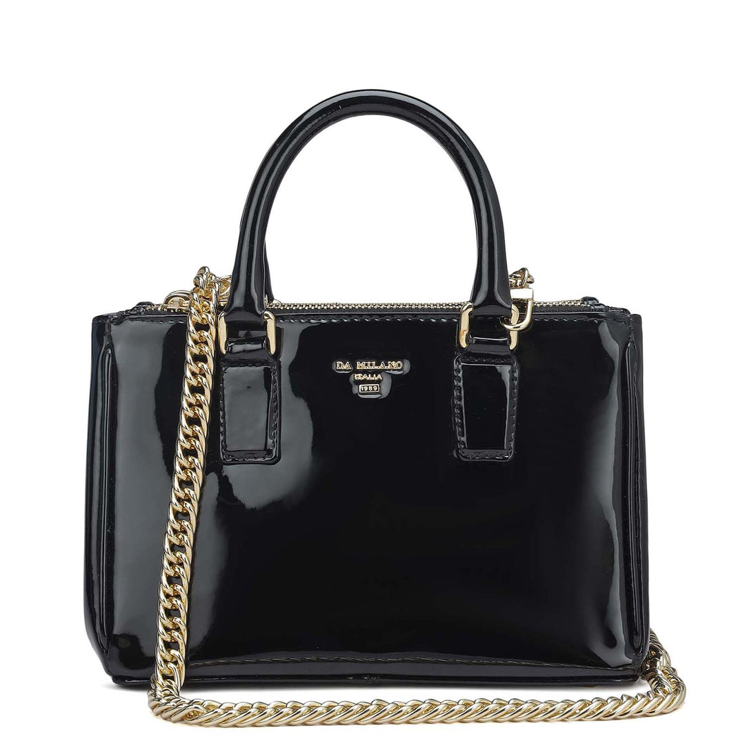 Small Patent Leather Satchel - Black