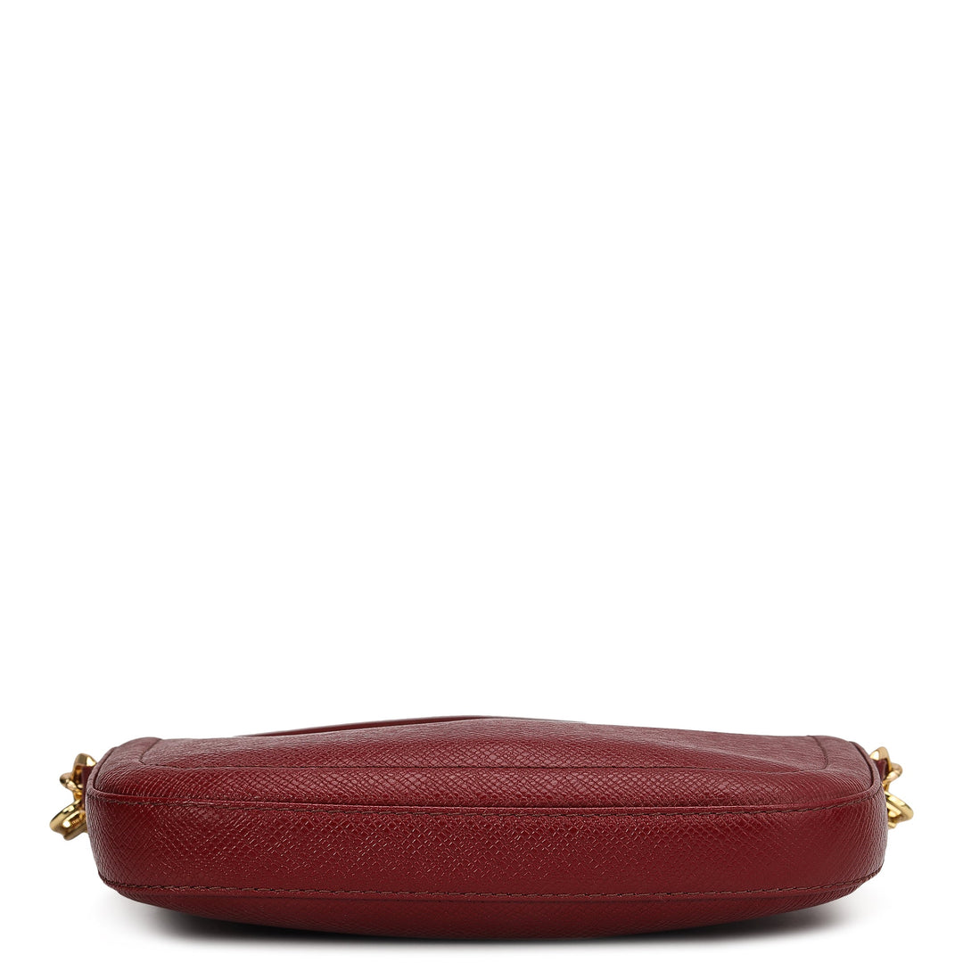 Small Franzy Leather Baguette - Cherry