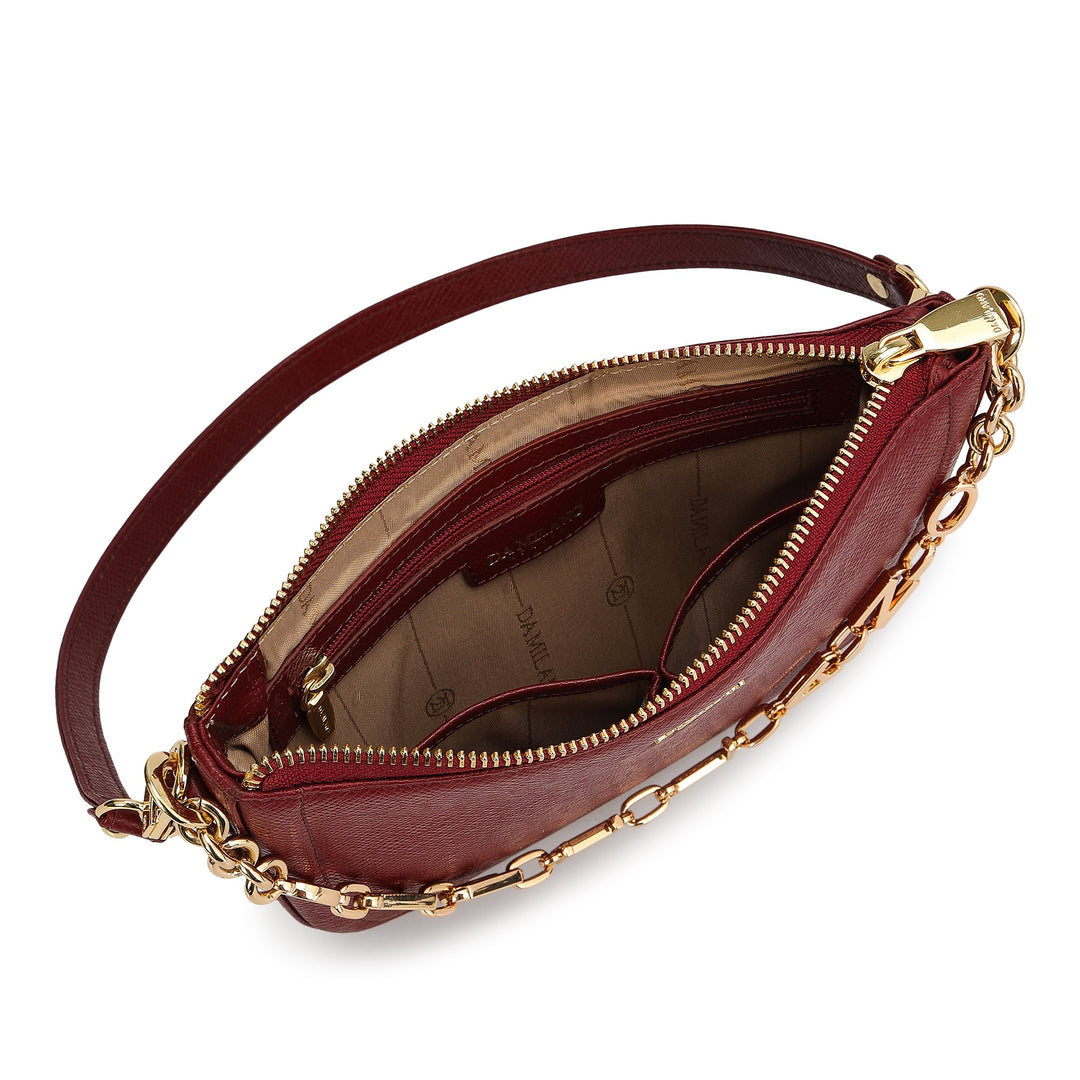 Small Franzy Leather Baguette - Cherry