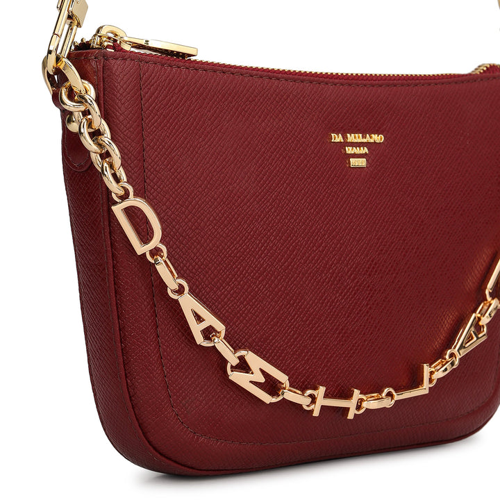 Small Franzy Leather Baguette - Cherry