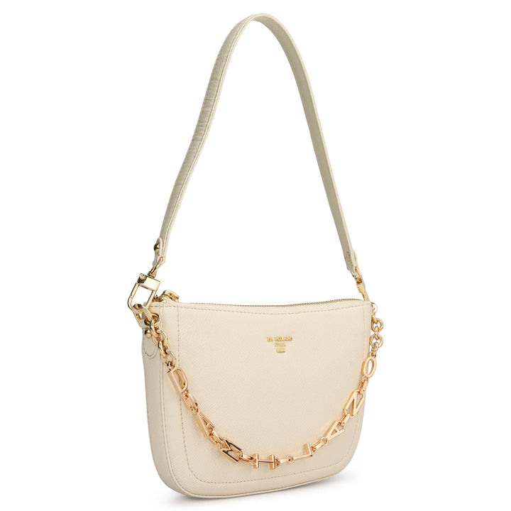 Small Franzy Leather Baguette - Marshmallow