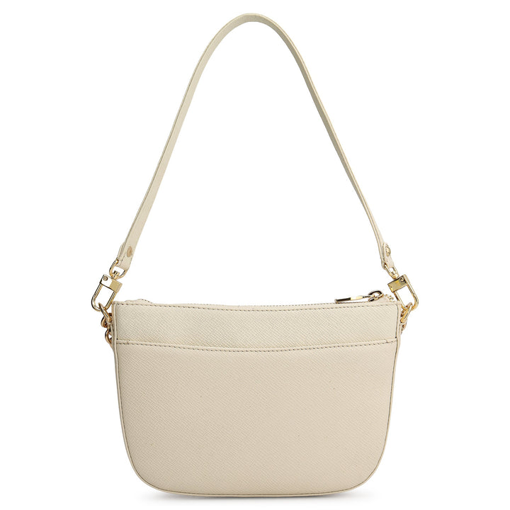 Small Franzy Leather Baguette - Marshmallow