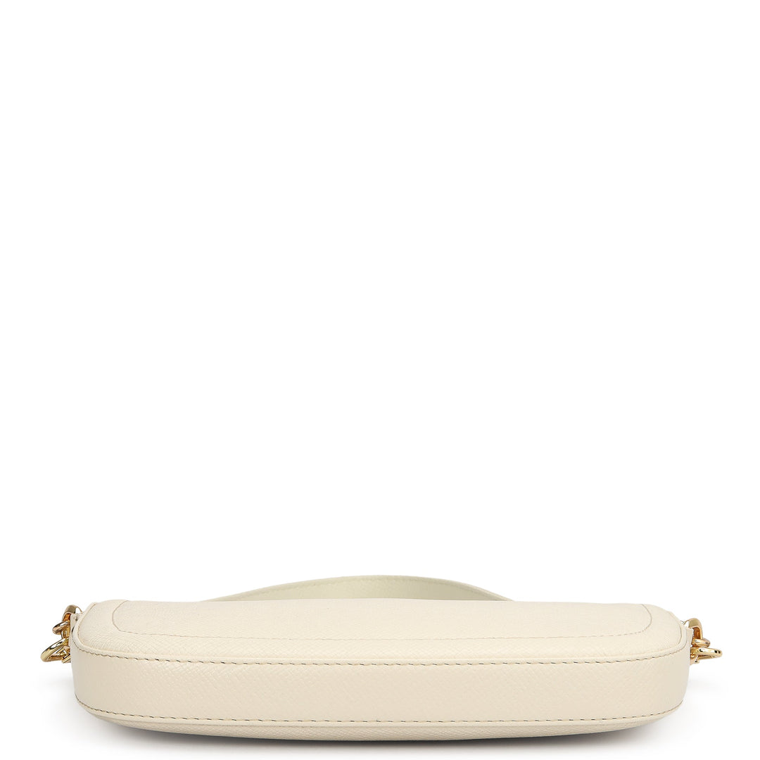 Small Franzy Leather Baguette - Marshmallow