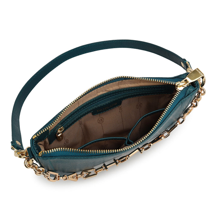 Small Franzy Leather Baguette - Teal