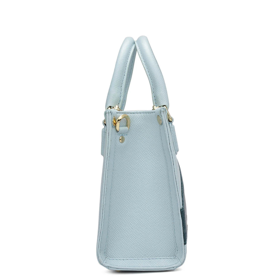 Small Franzy Monogram Leather Satchel - Cloud Blue