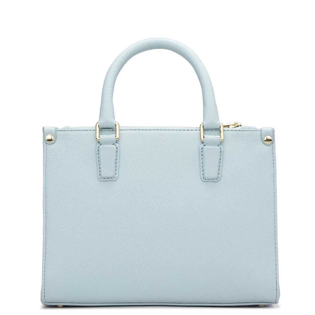 Small Franzy Monogram Leather Satchel - Cloud Blue