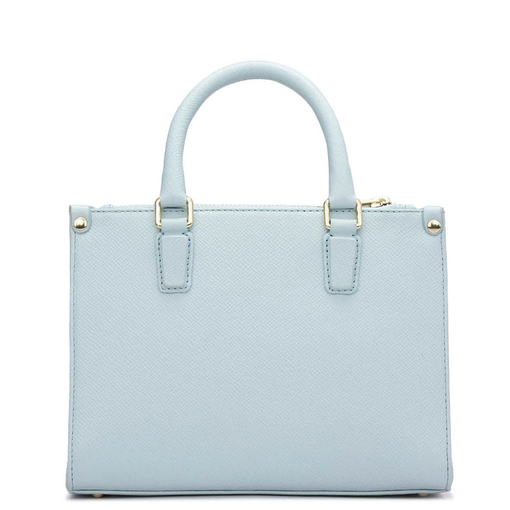 Small Franzy Monogram Leather Satchel - Cloud Blue