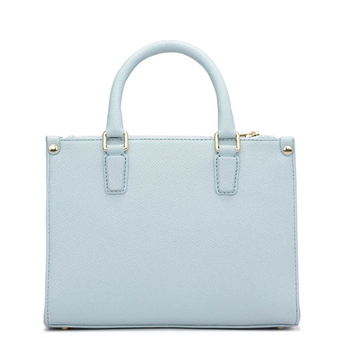 Small Franzy Monogram Leather Satchel - Cloud Blue