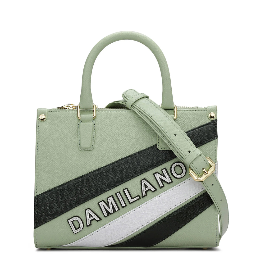 Small Franzy Monogram Leather Satchel - Mint