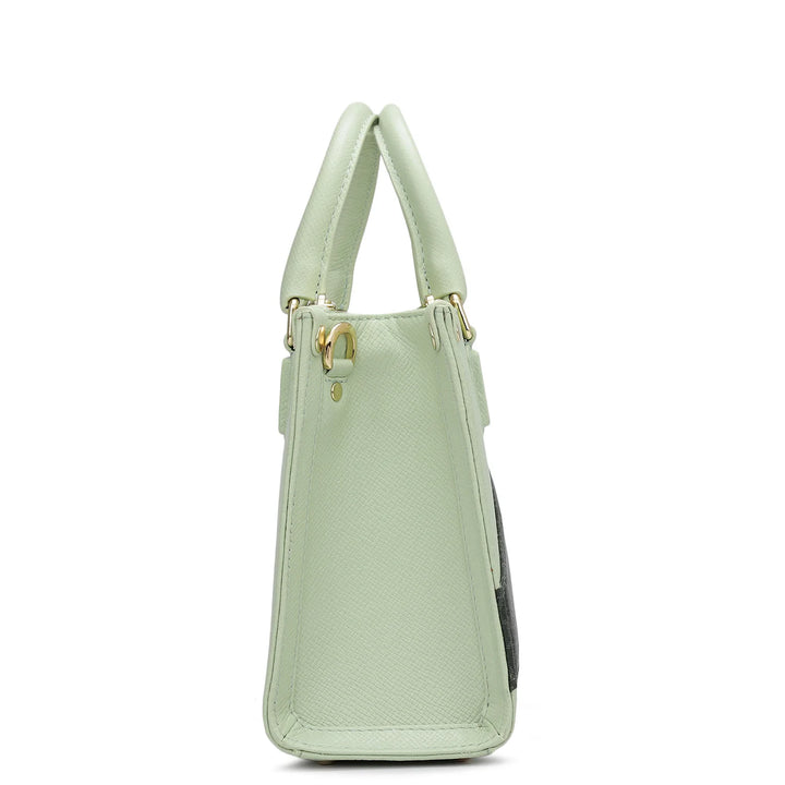 Small Franzy Monogram Leather Satchel - Mint