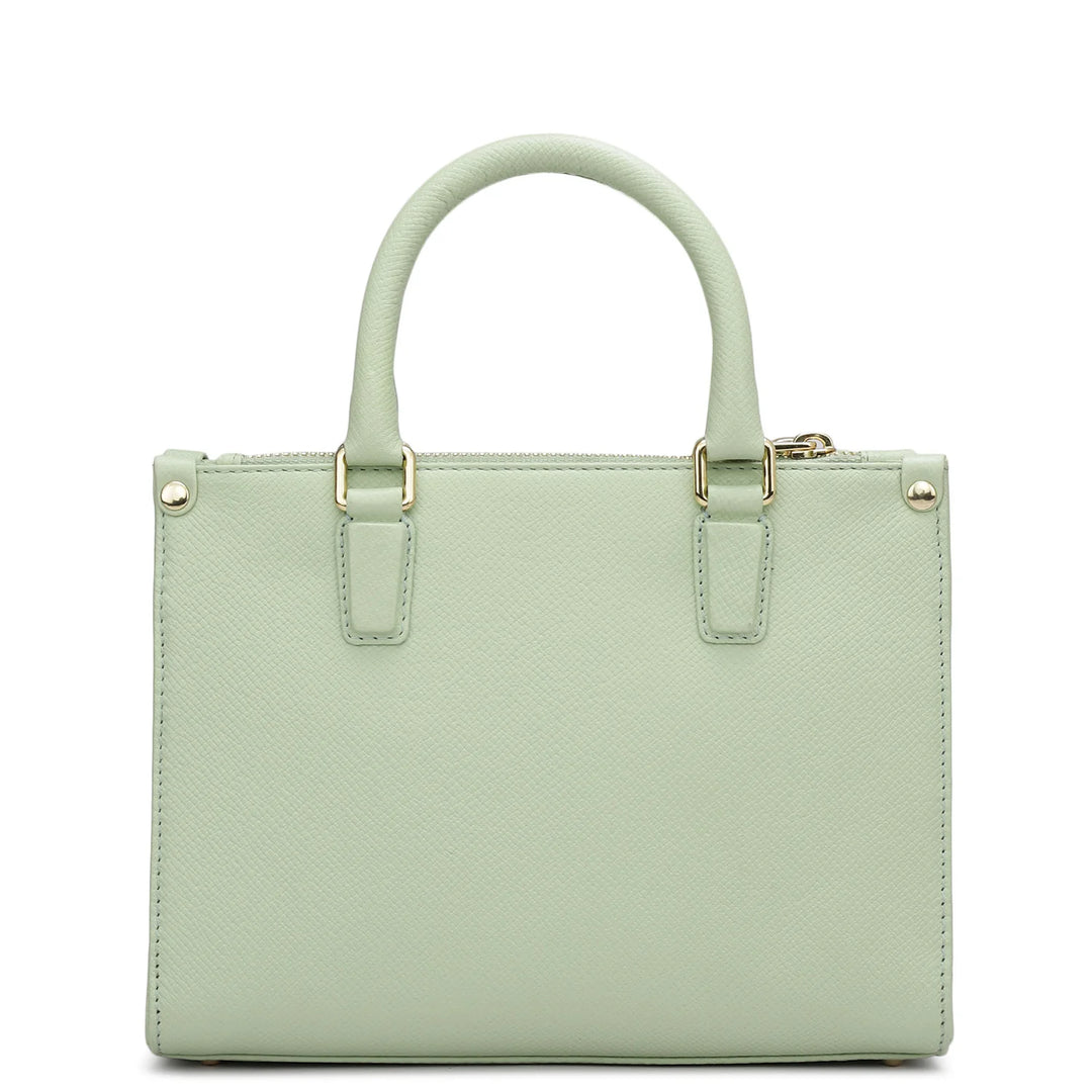 Small Franzy Monogram Leather Satchel - Mint