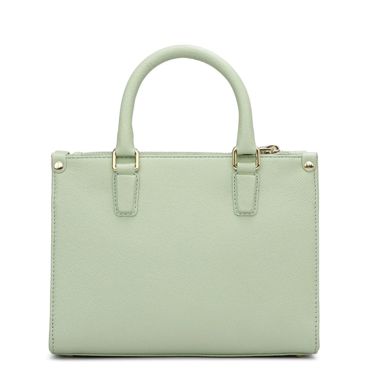 Small Franzy Monogram Leather Satchel - Mint