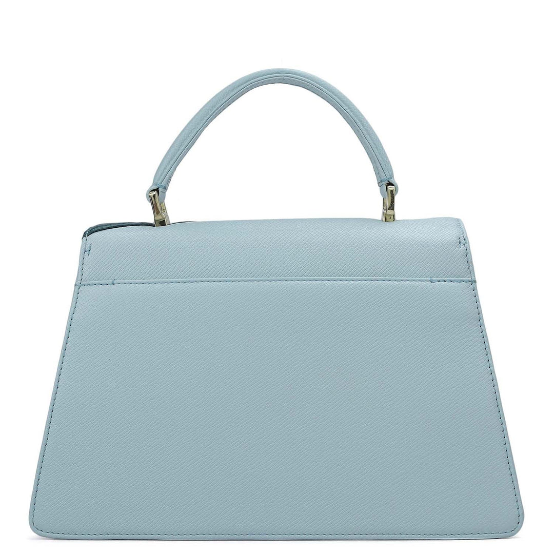 Small Franzy Monogram Leather Satchel - Cloud Blue