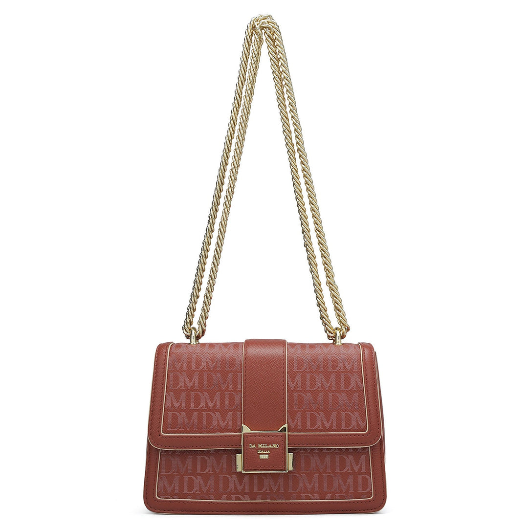 Small Monogram Franzy Leather Shoulder Bag - Brick