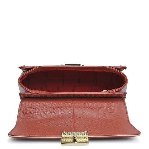 Small Monogram Franzy Leather Shoulder Bag - Brick