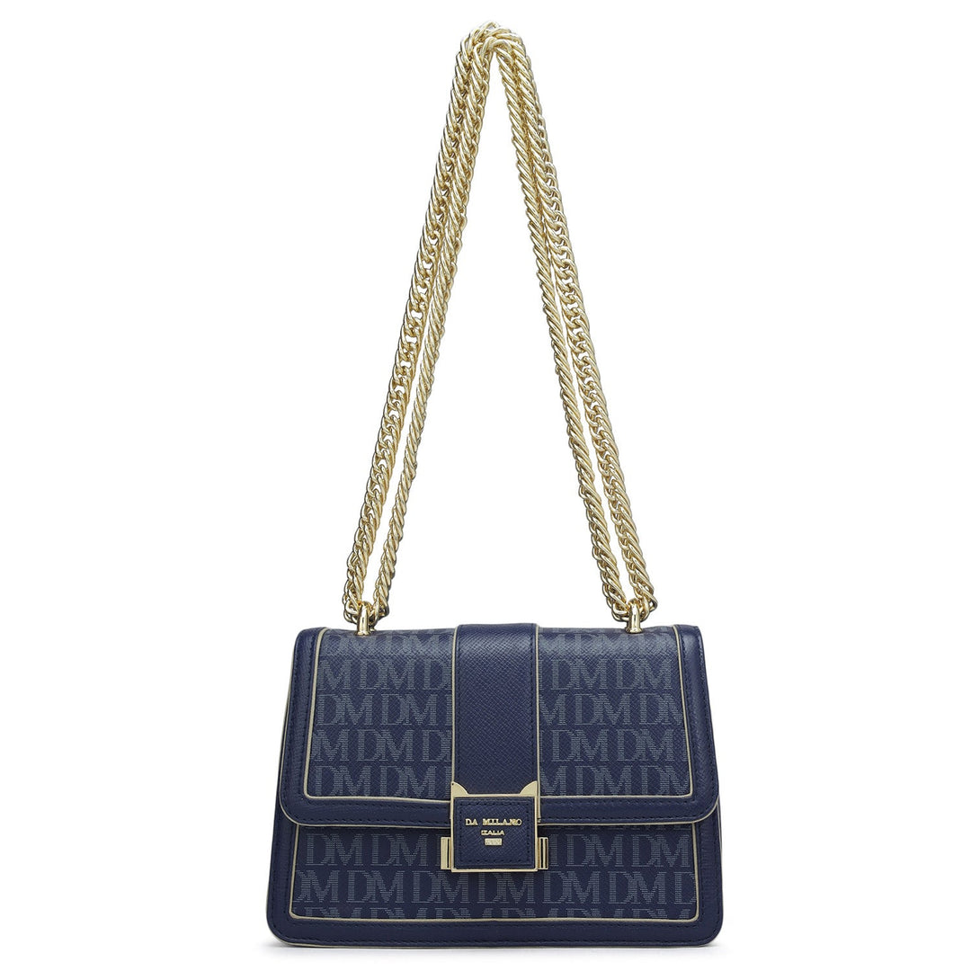 Small Monogram Franzy Leather Shoulder Bag - Ink Blue