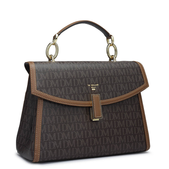 Medium Monogram Leather Satchel - Chocolate