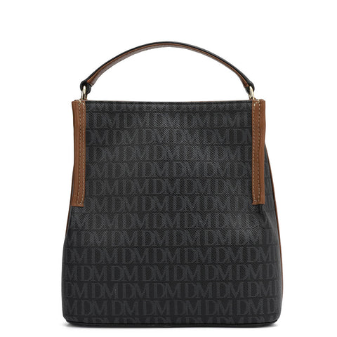 Small Monogram Leather Satchel - Black