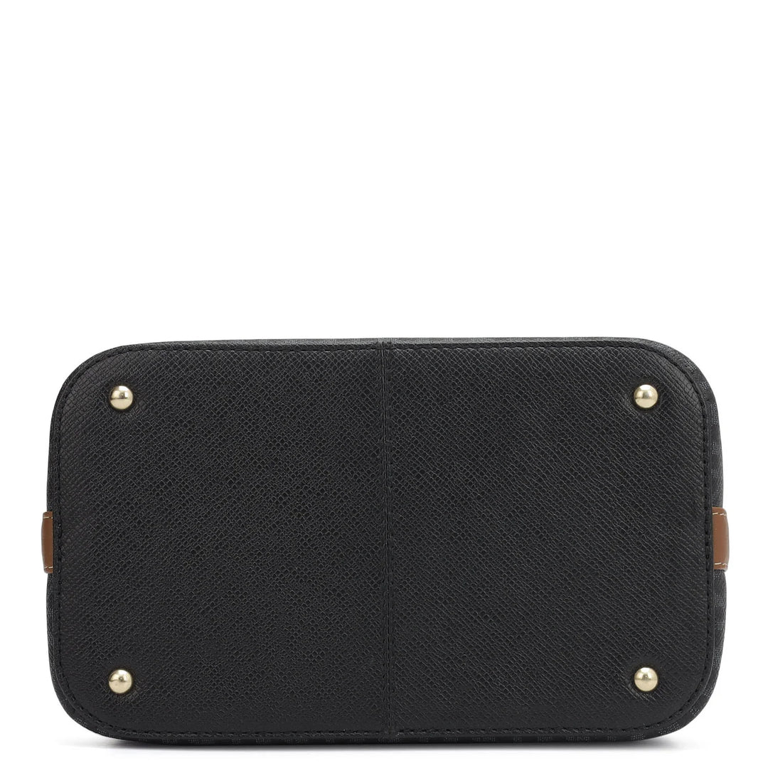 Small Monogram Leather Satchel - Black