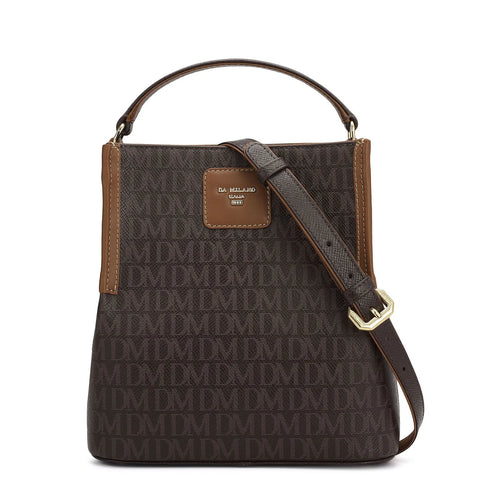 Small Monogram Leather Satchel - Chocolate