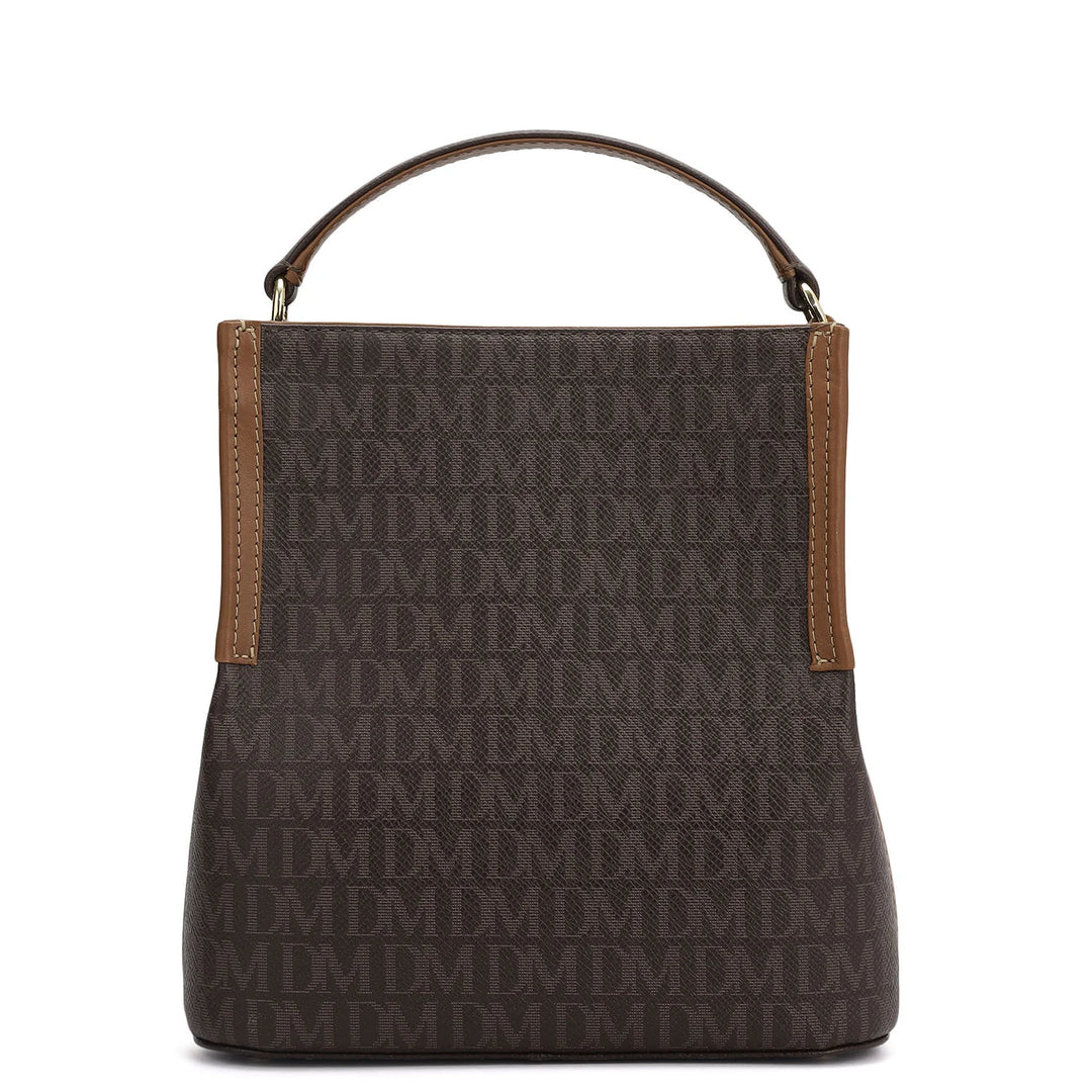 Small Monogram Leather Satchel - Chocolate