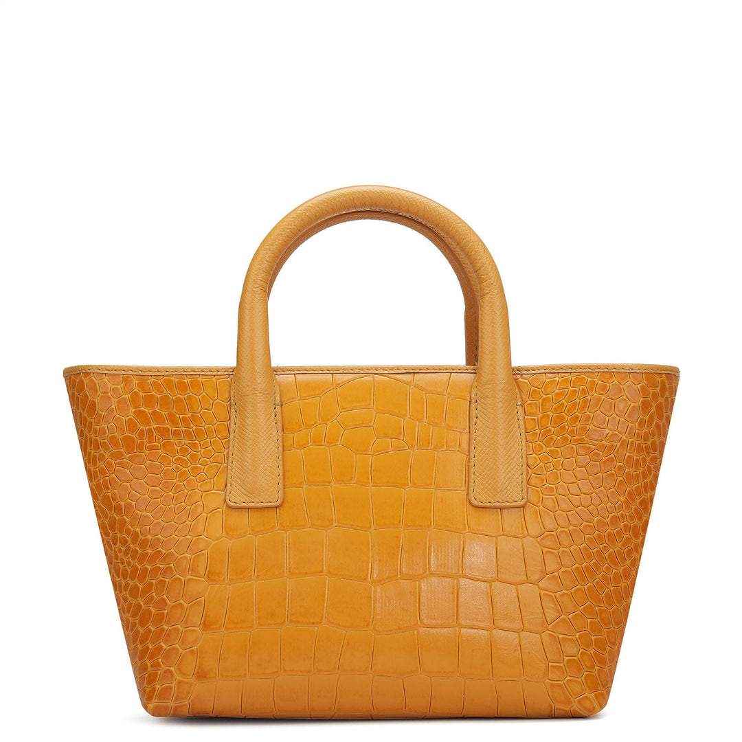 Small Croco Leather Satchel - Flame