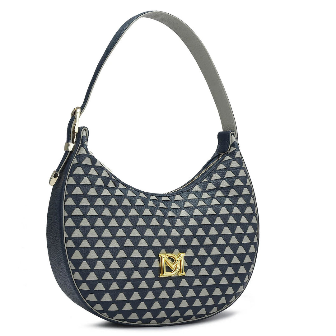 Small Mat Wax Leather Hobo - Navy