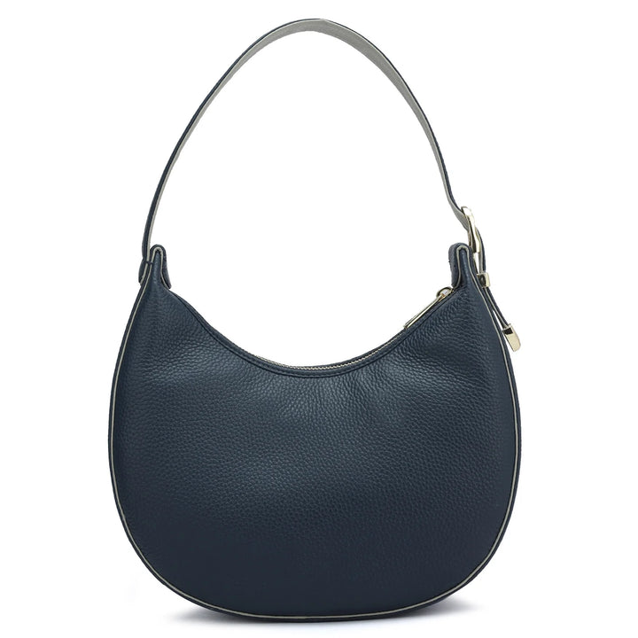 Small Mat Wax Leather Hobo - Navy