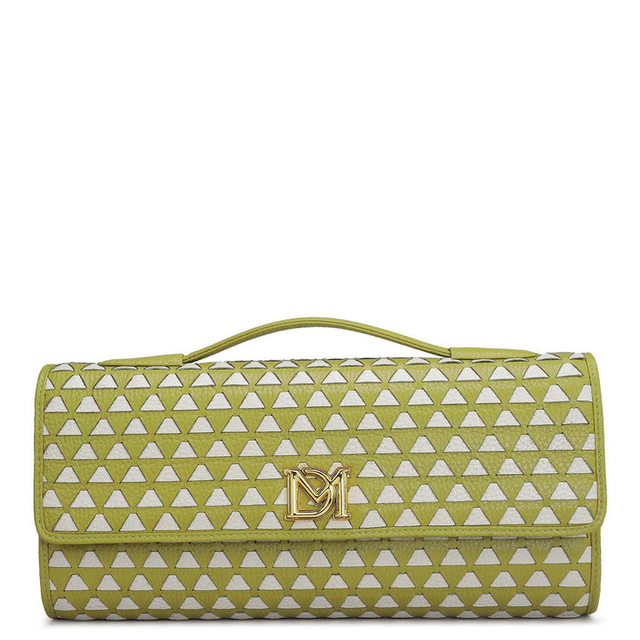 Small Mat Wax Leather Clutch - Green Tea