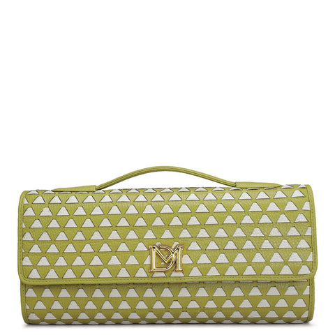 Small Mat Wax Leather Clutch - Green Tea