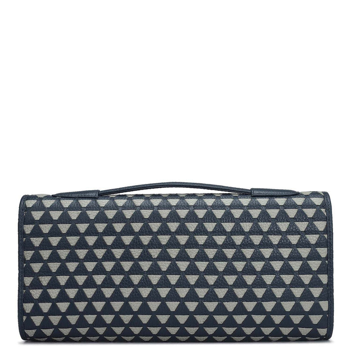 Small Mat Wax Leather Clutch - Navy