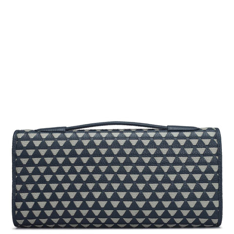 Small Mat Wax Leather Clutch - Navy