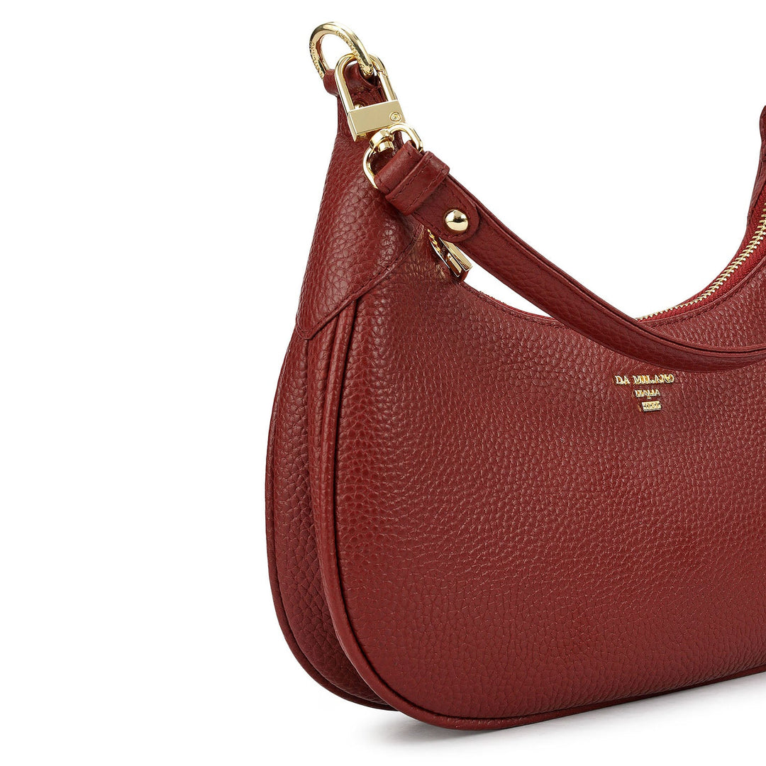 Small Wax Leather Baguette - Cherry