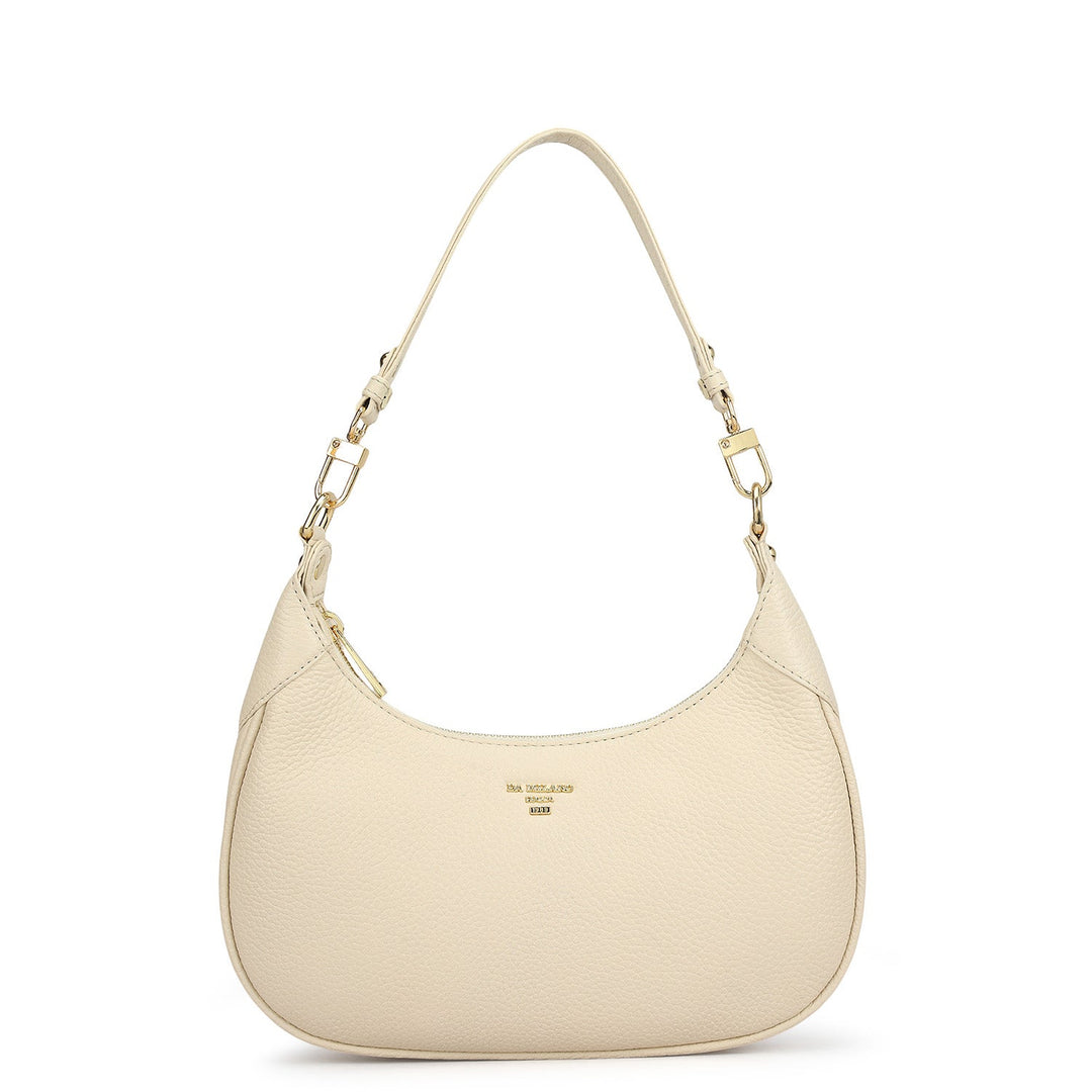 Small Wax Leather Baguette - Marshmallow
