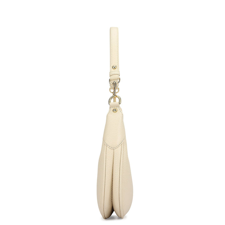 Small Wax Leather Baguette - Marshmallow