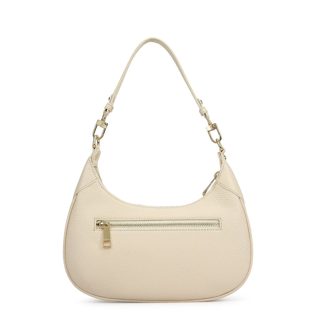 Small Wax Leather Baguette - Marshmallow