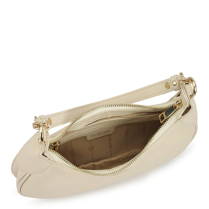 Small Wax Leather Baguette - Marshmallow