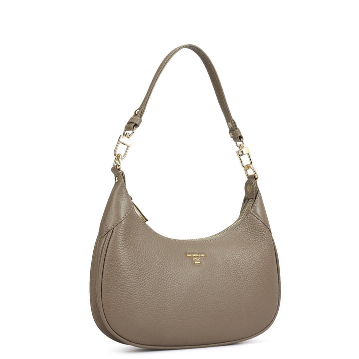 Small Wax Leather Baguette - Smoke Grey